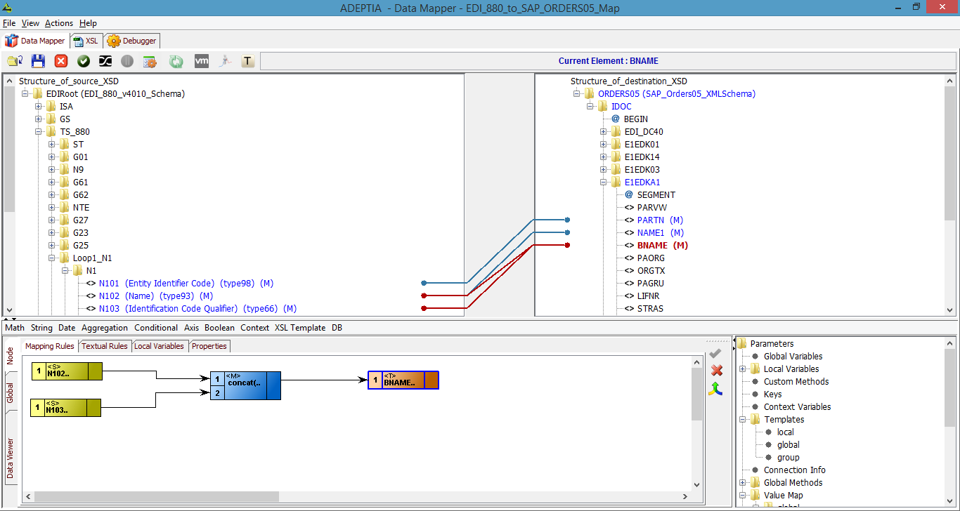 Schema van Adeptia Suite.