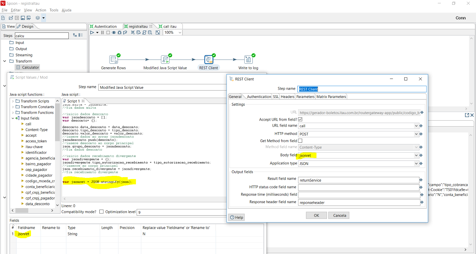 Screenshot van Pentaho Data Services software.
