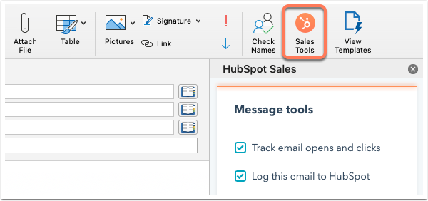 Afbeelding van HubSpot Sales Outlook tools.