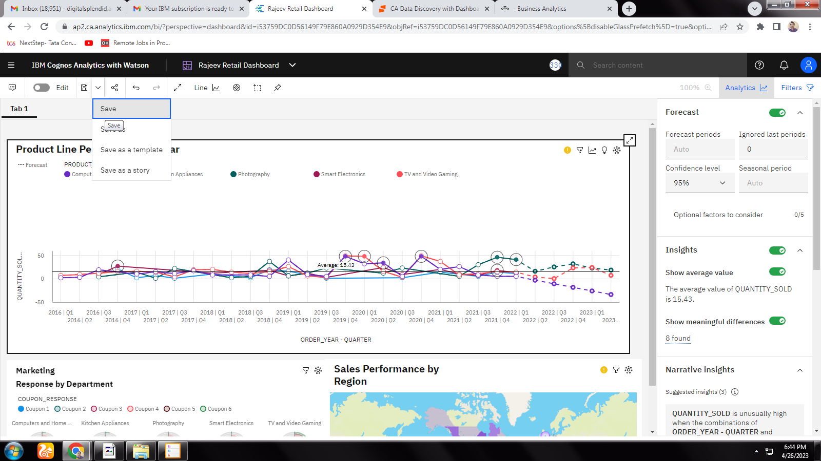 Screenshot van IBM Business Analytics software.