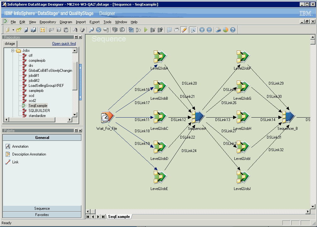 Screenshot van IBM Infosphere Datastage software.