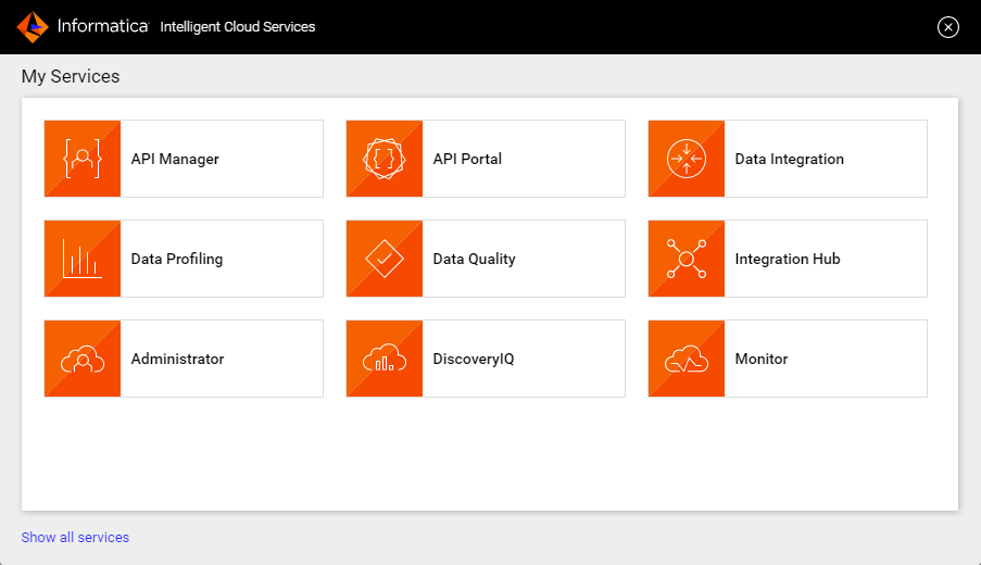 Schema van Informatica Intelligent Cloud Services.