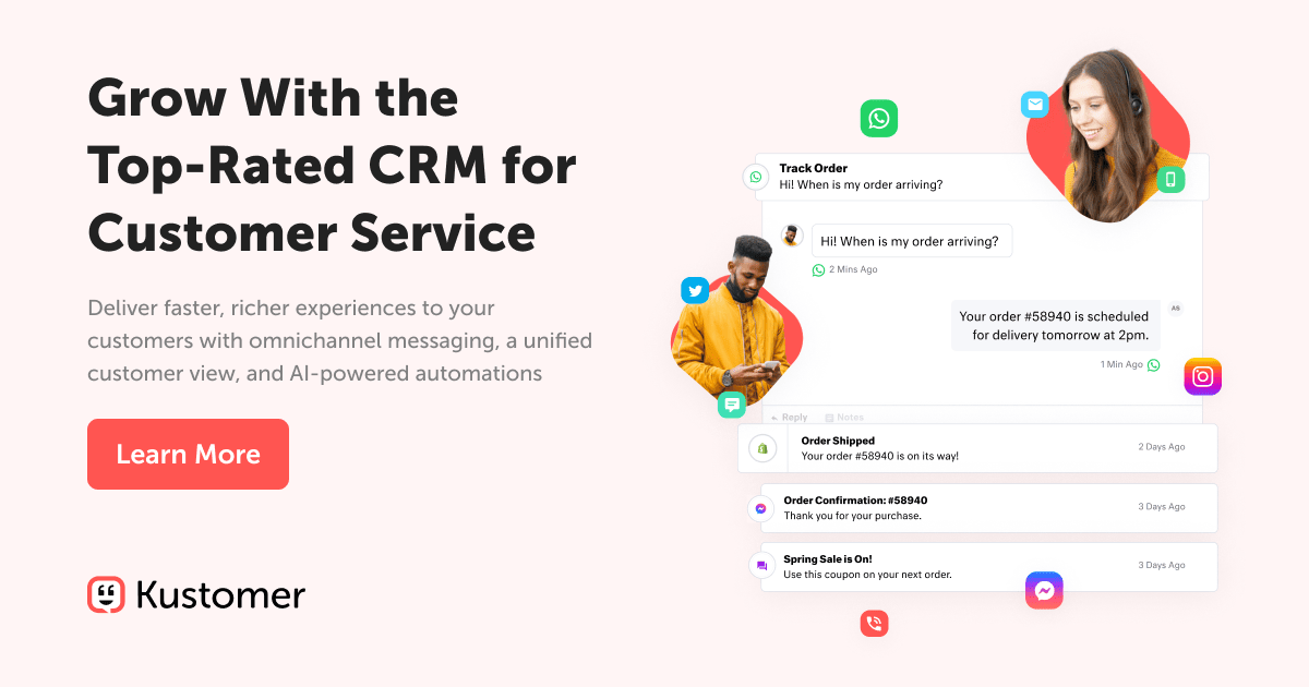 Screenshot van Kustomer CRM software.