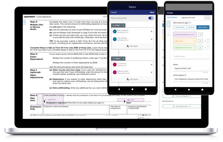Screenshot van OpenText Contivo software.