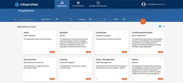 Screenshot van OpenText InfoArchive software.