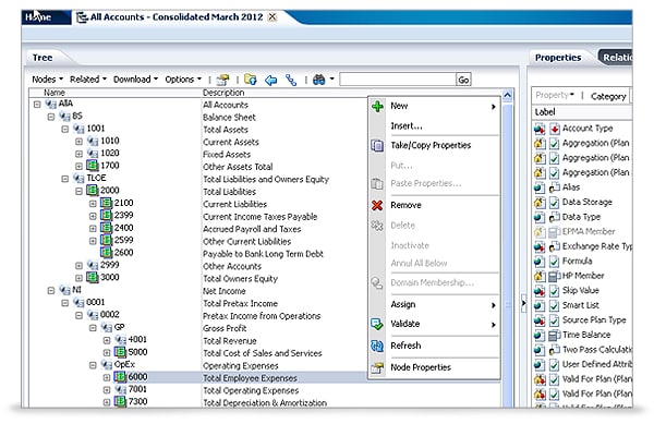 Screenshot van Oracle Data Management software.