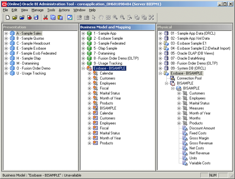 Schema van Oracle Essbase.