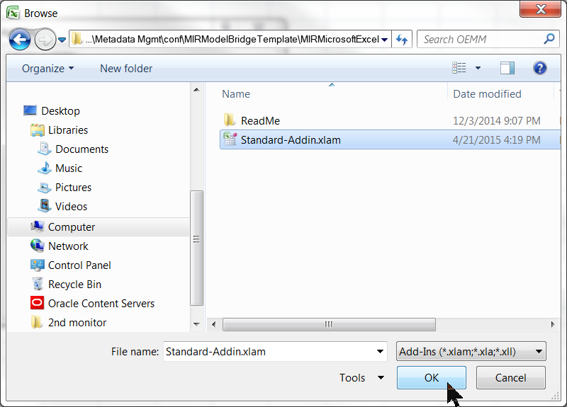 Screenshot van Oracle Metadata Management software.