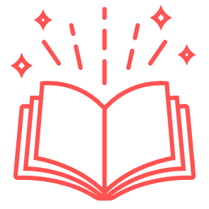 Icon met opengeslagen boek met stralen