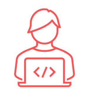 Icon met persoon die programmeert