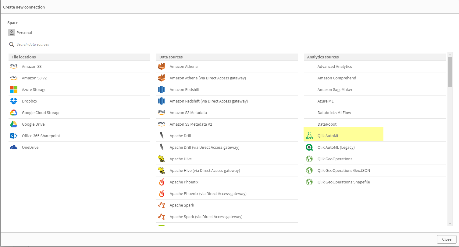 Screenshot van Qlik AutoML software.