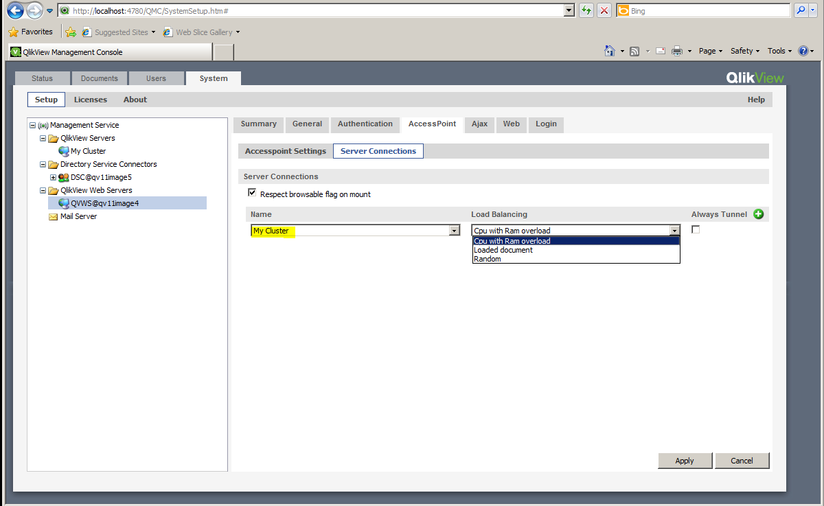 Schema van QlikView Server.