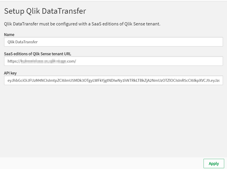 Screenshot van Qlik DataTransfer software.