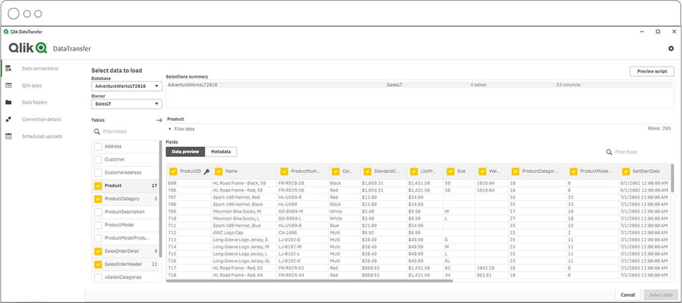 Afbeelding van Qlik DataTransfer tools.