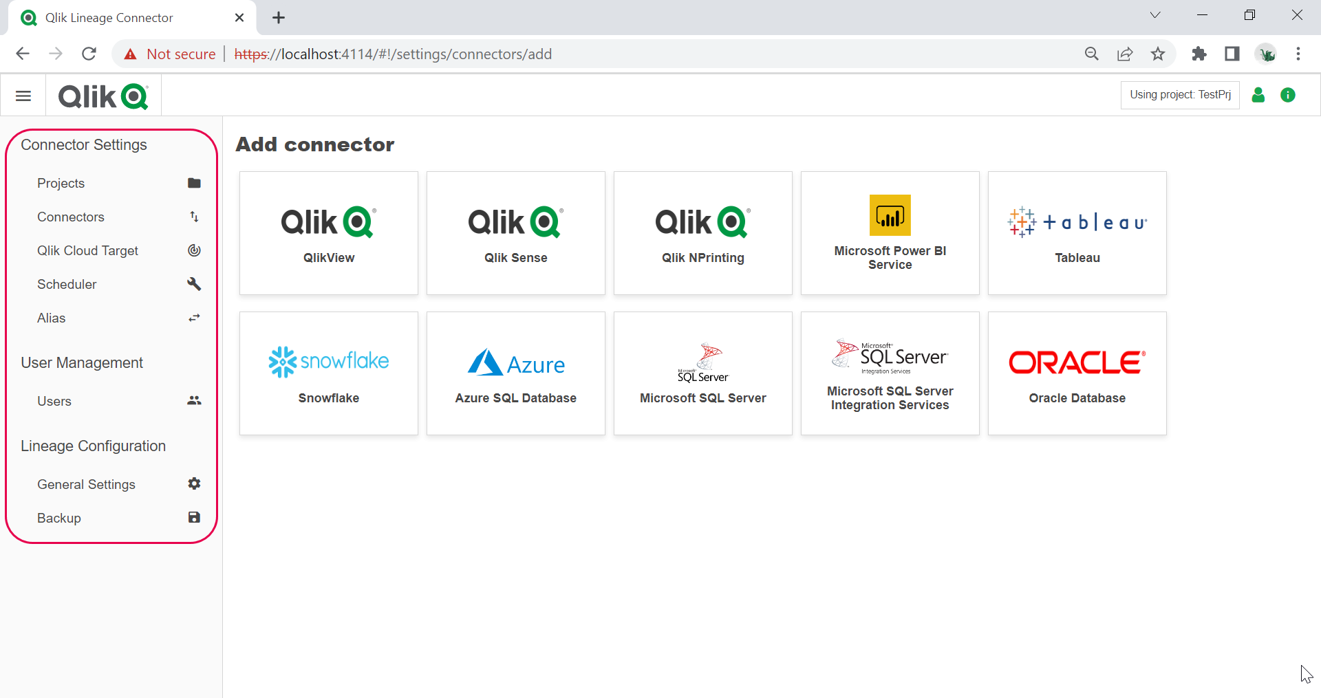 Afbeelding van Qlik Lineage Connectors tools.