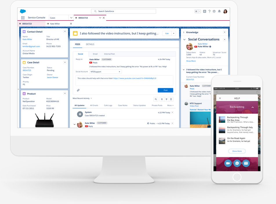 Screenshot van Salesforce Service Cloud software.