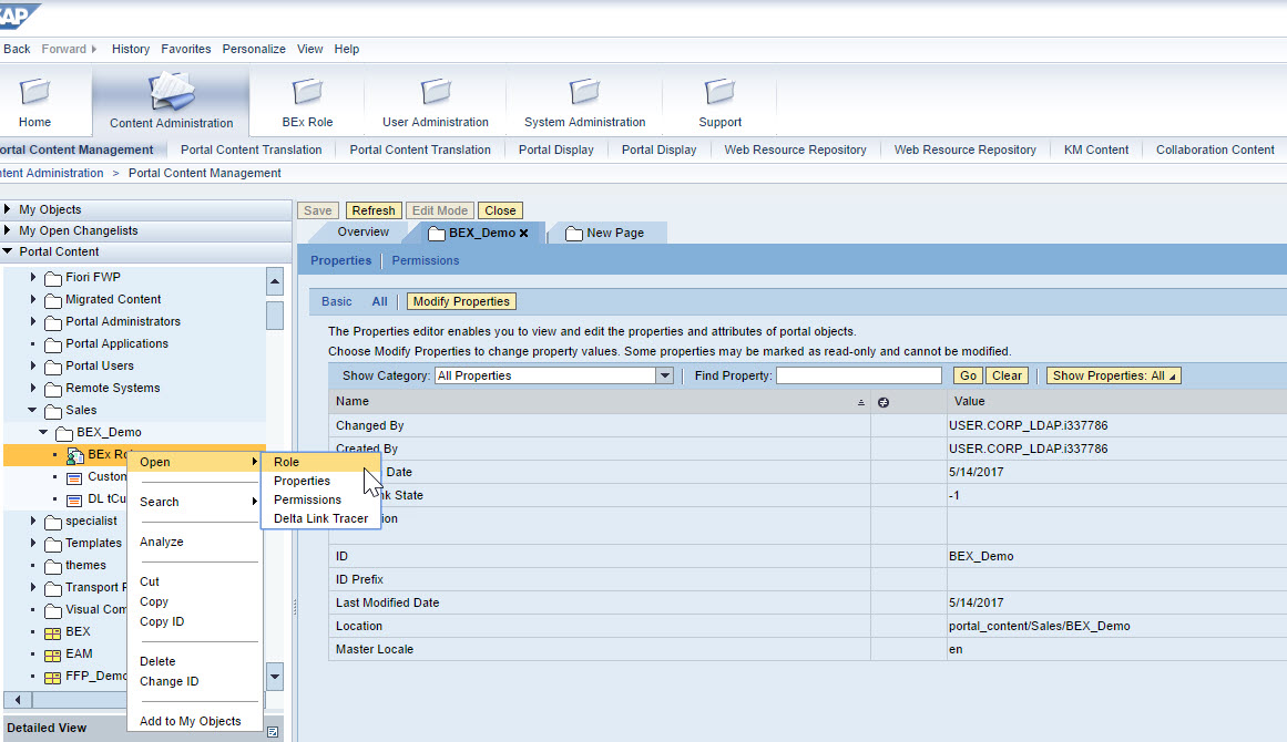 Schema van SAP BEx.