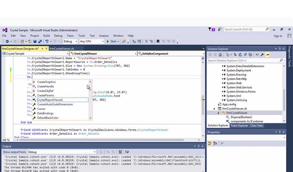 Screenshot van SAP Crystal Reports software.