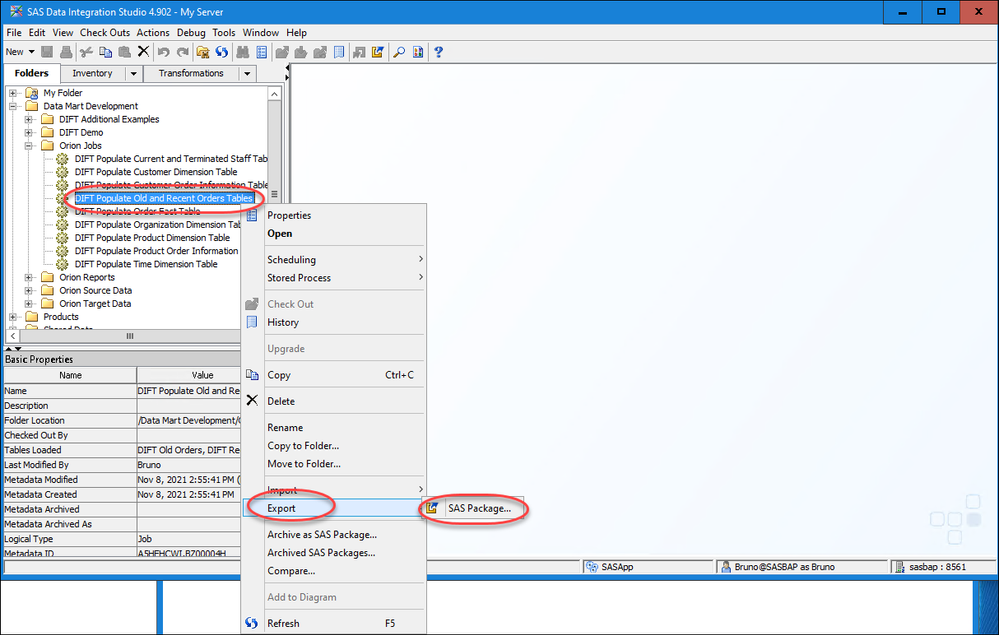 Screenshot van SAS Data Integration software.