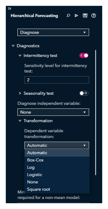Screenshot van SAS Forecast Server software.