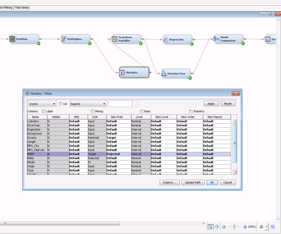 Afbeelding van SAS Text Miner tools.