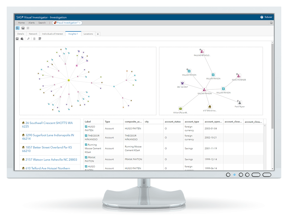 Afbeelding van SAS Visual Investigator tools.