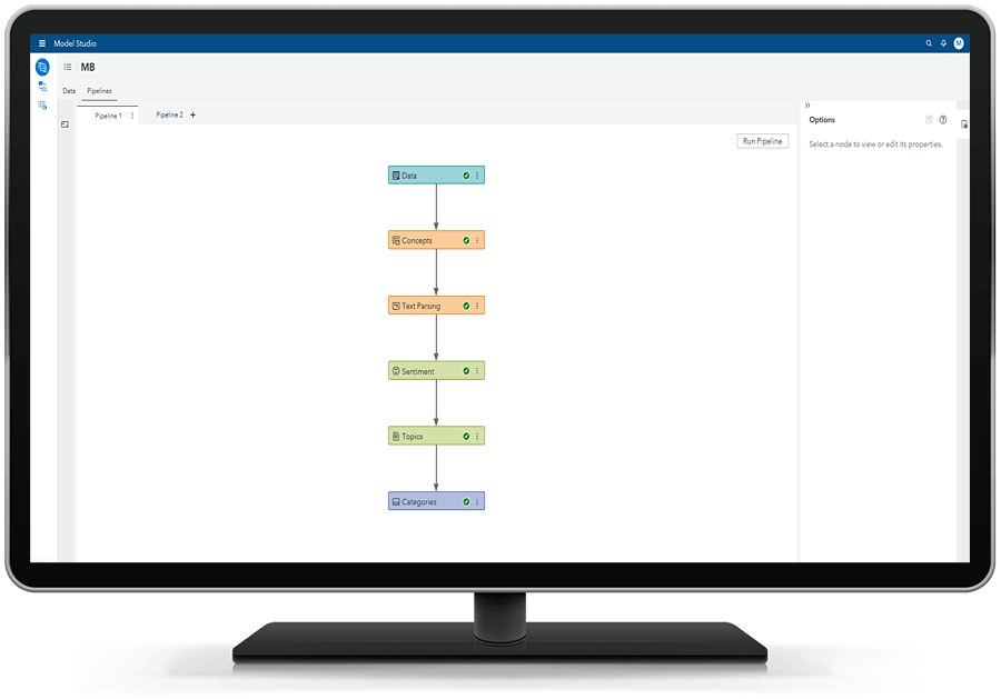 Screenshot van SAS Visual Text Analytics software.