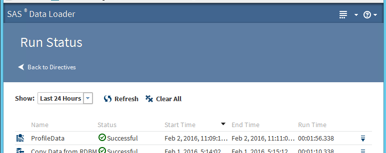 Screenshot van SAS Data Loader software.