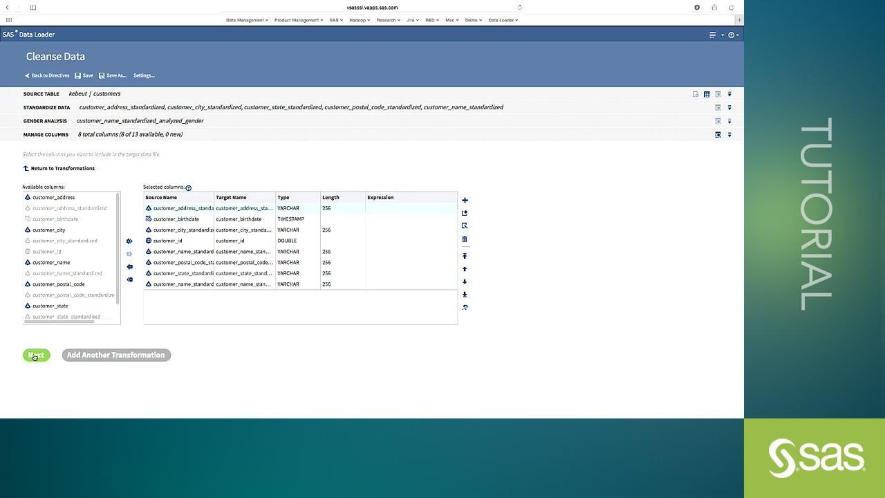 Afbeelding van SAS Data Loader tools.