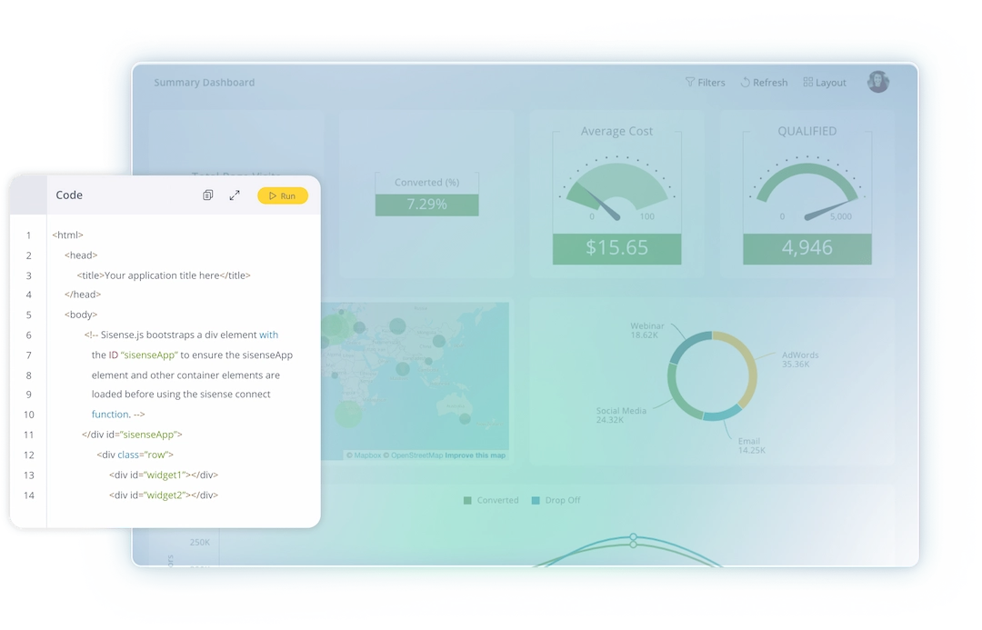 Afbeelding van Sisense BI tools.