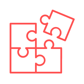 Icon met 4 puzzelstukjes
