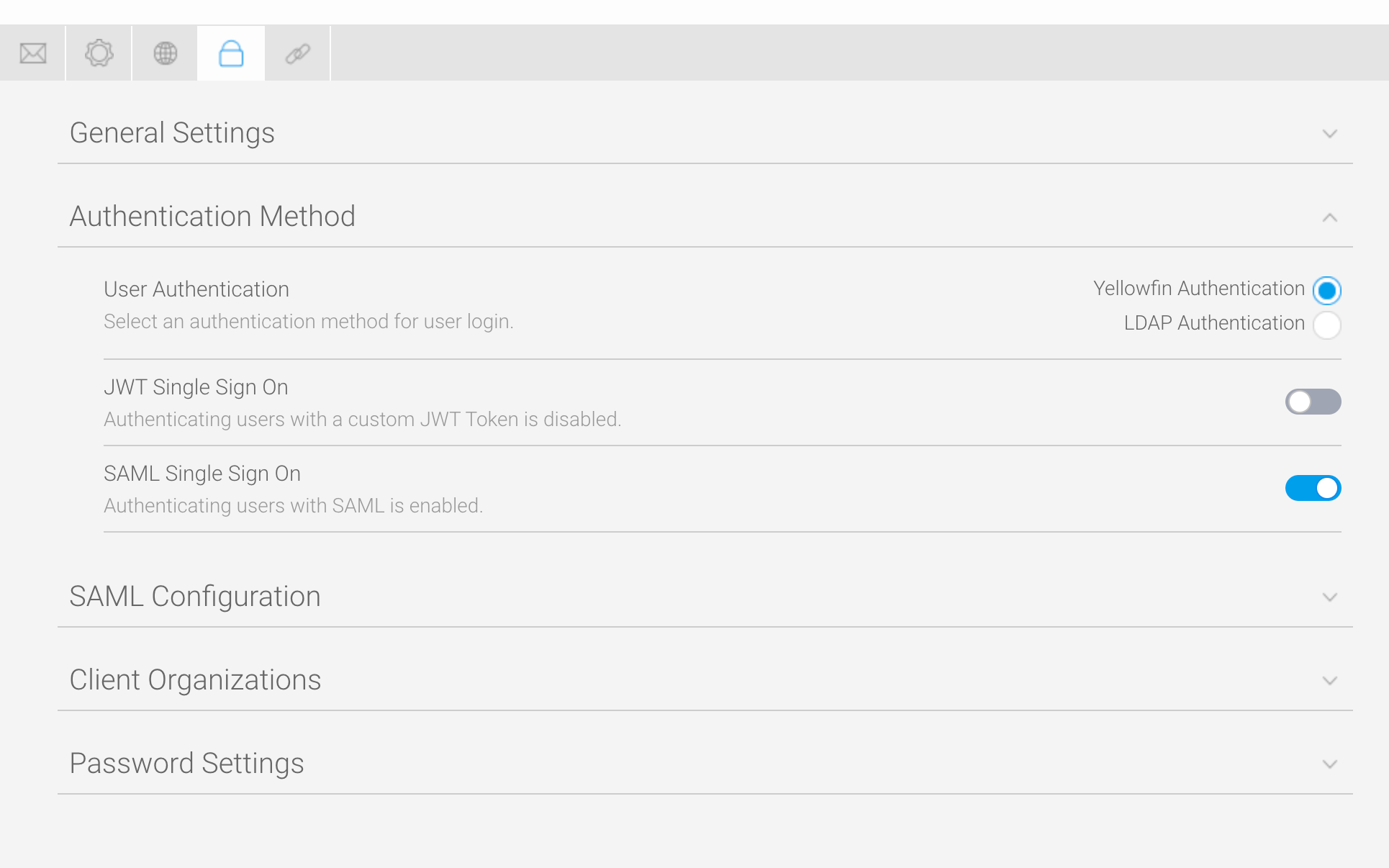 Afbeelding van Yellowfin SAML Bridge tools.